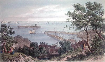 Die königliche Staffel vor Anker, 2. September 1846, aus dem Besuch von Königin Victoria in Jersey, graviert von H. Walter von Philip John (after) Ouless