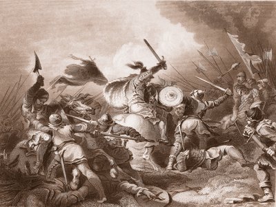 Die Schlacht von Hastings, graviert von A.H. Payne von Philippe Jacques de Loutherbourg