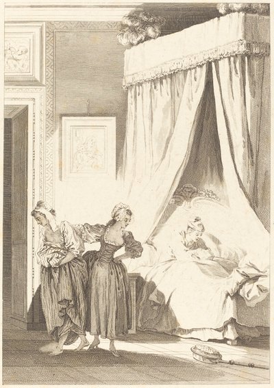 Die Wette der drei Klatschbasen: Die Dienerin von Philippe Triere and Antoine Jean Duclos after Jean Honoré Fragonard