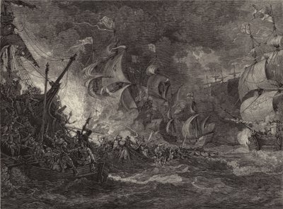 Niederlage der spanischen Armada (Gravur) von Philippe de (after) Loutherbourg
