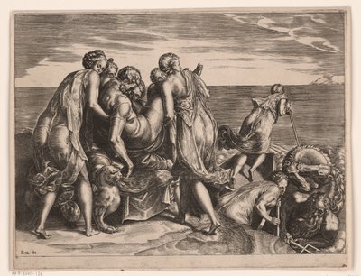 Die Phaiaken tragen den schlafenden Odysseus nach Ithaka von Philips Galle (attributed to)