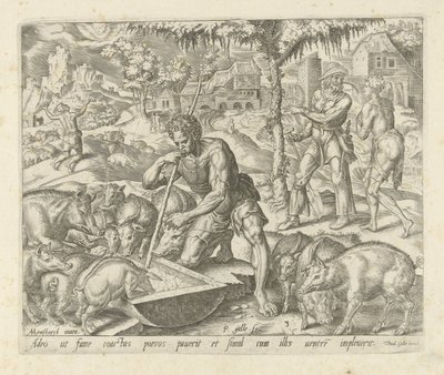 Der verlorene Sohn als Schweinehirt, Gleichnis vom verlorenen Sohn von Philips Galle