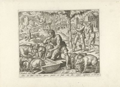 Der verlorene Sohn als Schweinehirt von Philips Galle