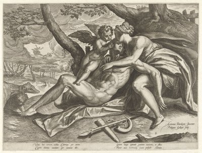 Venus trauert um den Tod von Adonis von Philips Galle