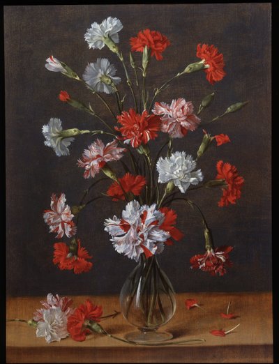 Ein Strauß Nelken in einer Glasvase, um 1600-1700 von Phillipe de Marlier