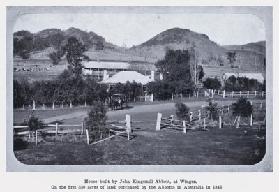 Haus gebaut von John Kingsmill Abbott, in Wingen, auf den ersten 330 Hektar Land, die die Abbotts 1843 in Australien kauften von Photographer Australian