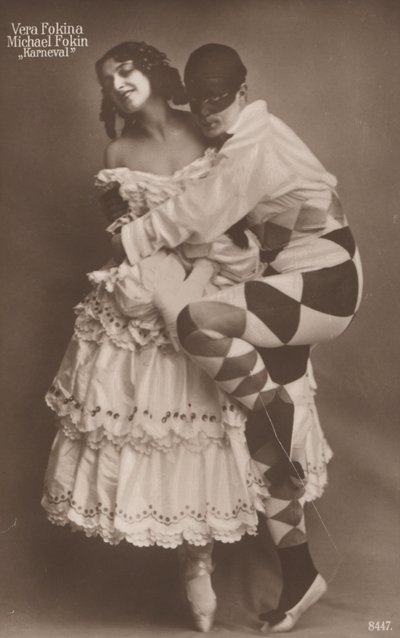 Russische Balletttänzer Vera Fokina und Michel Fokine in Carnaval, ca. 1910 von Photographer German