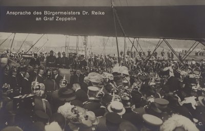 Rede von Bürgermeister Dr. Reike an den deutschen Luftschiffkonstrukteur Graf Ferdinand von Zeppelin von Photographer German
