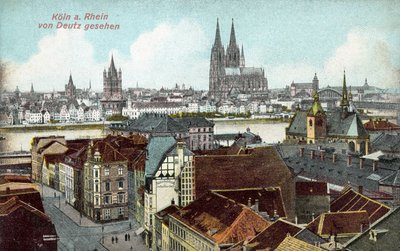 Blick auf Köln über den Rhein von Deutz, Deutschland von Photographer German