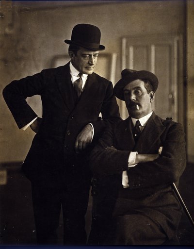 Der Komponist Giacomo Puccini (1858-1924) und der Musikverleger Tito Ricordi II (1865-1933) von Photographer Italian