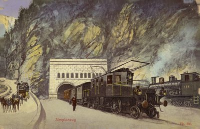 Zug am Eingang des Simplontunnels von Photographer Swiss