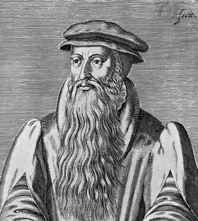 Porträt von John Knox (ca. 1513-1572), schottischer Minister, Theologe, Schriftsteller, Führer der Reformation und Gründer der Presbyterianischen Kirche von Schottland, Holzschnitt von Blaise Nicolas Le Sueur