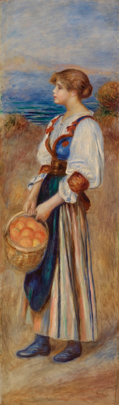 Mädchen mit Korb voller Orangen von Pierre-Auguste Renoir