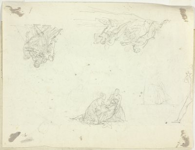 Blatt mit Skizzen: Gruppen von Figuren von Pierre Antoine Mongin