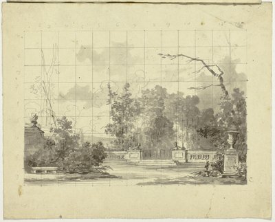 Blick auf den Park von Versailles: Balustrade mit zwei Sphinxen und Urne von Pierre Antoine Mongin