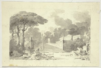 Ansicht des Parks von Versailles: Monumentale Treppe, Sockel und Tempel von Pierre Antoine Mongin