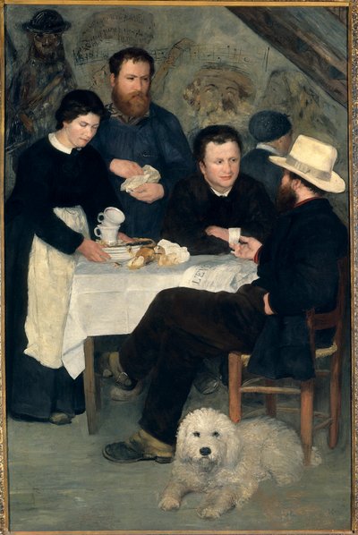 Bei Mutter Antony in Marlotte: Claude Monet, Alfred Sisley und Charles Le Coeur am Tisch mit Mutter Anthony von Pierre Auguste Renoir