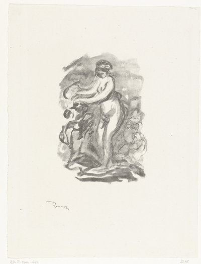 Nackte Frau steht neben Weinstock von Pierre Auguste Renoir