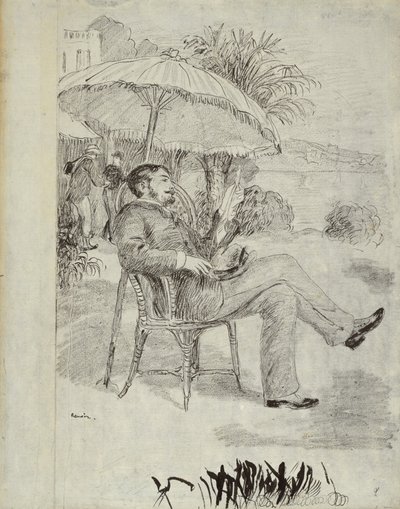 Auf der Terrasse eines Hotels in Bordighera: Der Maler Jean Martin überprüft seine Rechnung, 1881 von Pierre Auguste Renoir