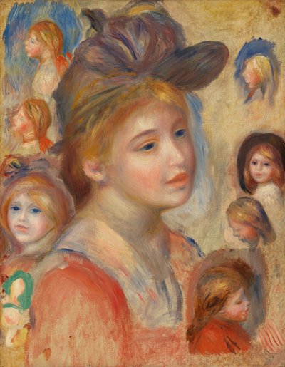 Studie von Mädchenköpfen von Pierre Auguste Renoir