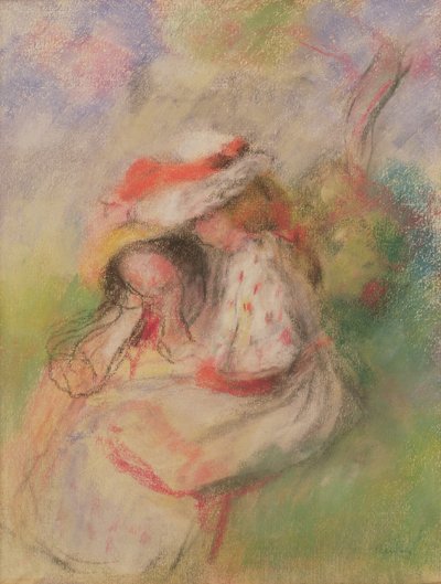 Zwei junge Mädchen im Garten, ca. 1885 von Pierre Auguste Renoir