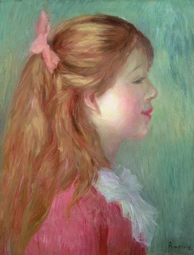 Junges Mädchen mit langen Haaren im Profil, 1890 von Pierre Auguste Renoir