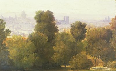 Paris von den Höhen von Belleville aus gesehen, ca. 1830 von Pierre Etienne Theodore Rousseau