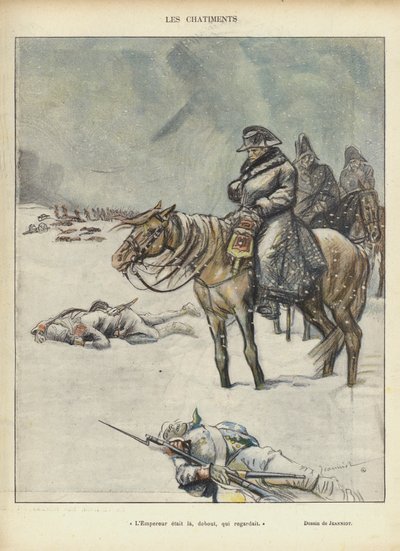 Napoleon auf dem Rückzug aus Moskau, Illustration für Le Rire von Pierre Georges Jeanniot