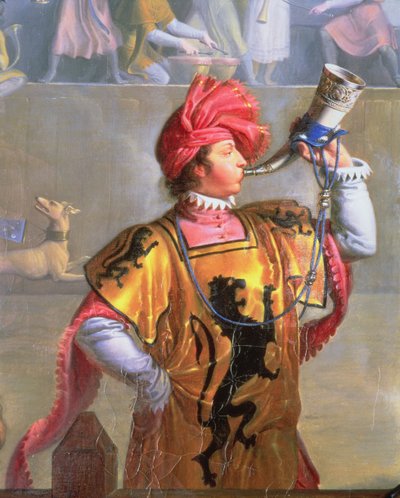 Szene eines Turniers im vierzehnten Jahrhundert, Detail (Herold) von Pierre Henri Revoil