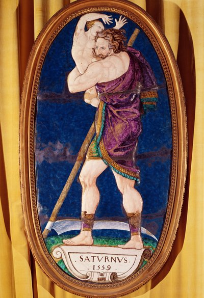 Plakette, die Saturn darstellt, aus dem Château de Madrid, Neuilly, 1559 von Pierre I Courteys