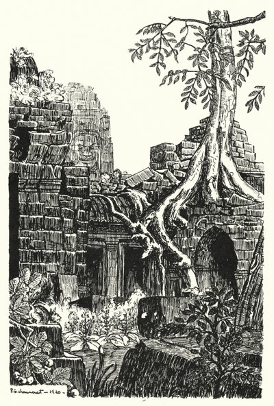 Ein innerer Hof, Bayon (Gravur) von Pierre Jeannerat de Beerski