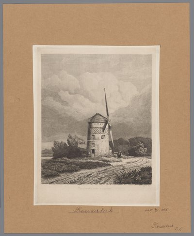 Ansicht der Steenmolen oder Rembrandts Mühle in Koudekerk aan den Rijn von Pierre Louis Dubourcq