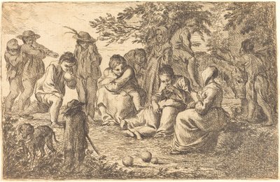 Kinder mit Esel und Hund in einer Lichtung von Pierre Parrocel