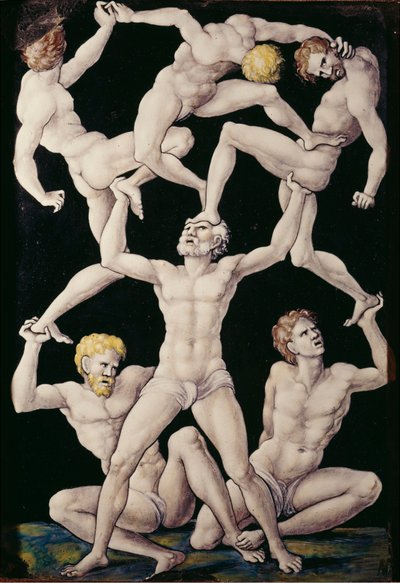 Plakette mit Akrobaten, ca. 1550 von Pierre Penicaud