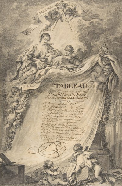 Diplom für die Freimaurer von Bordeaux, nach François Boucher, 1766 von Pierre Philippe Choffard