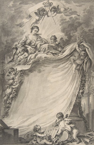 Diplom der Freimaurer von Bordeaux, nach François Boucher von Pierre Philippe Choffard