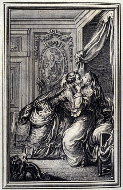 Die Schneiderin - in „Tales et nouvelles en vers“ von Jean La Fontaine. 1776. Illustration von P.P. Choffard von Pierre Philippe Choffard
