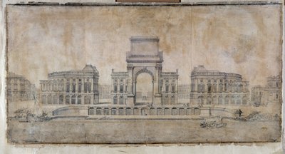 Architektur: „Projekt des Place Royale für Marseille, Perspektive auf die Stadt“ 1686 von Pierre Puget