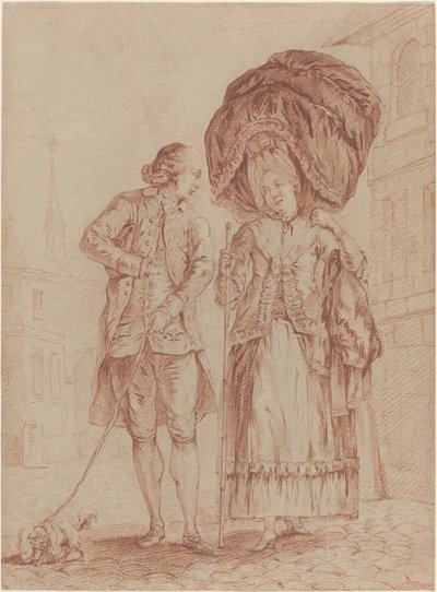 Ein Geistlicher begleitet eine Dame auf ihrem Morgenspaziergang von Pierre Thomas Le Clerc