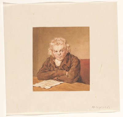 Porträt von Lourens van Schaick, sitzend lesend am Tisch von Pieter Christoffel Wonder