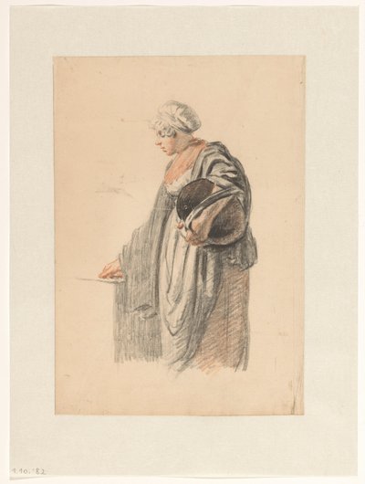 Stehende Frau mit einem Eimer unter dem Arm von Pieter Christoffel Wonder