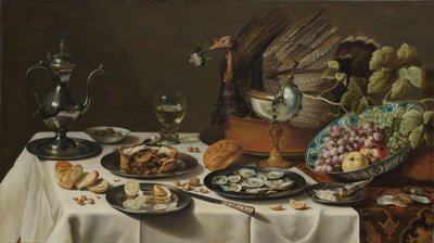 Stillleben mit einem Truthahnpastete von Pieter Claesz