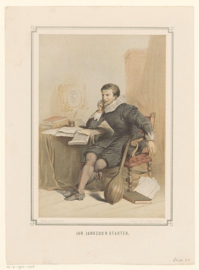 Jan Janszoon Starter an seinem Schreibtisch von Pieter Wilhelmus van de Weijer