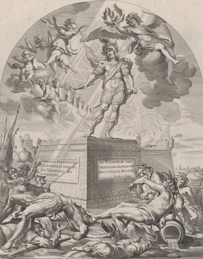 Tafel 1: Ferdinand als Mars, stehend auf einem Sockel, aus Guillielmus Becanus