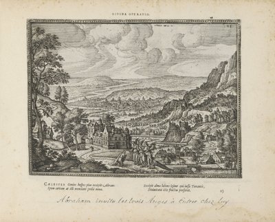 Landschaft mit Abraham und den drei Engeln von Pieter van der Borcht (I)