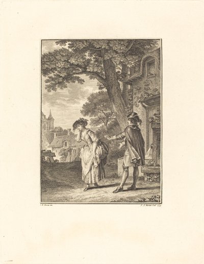 Le Devin du Village (Colette weint) von Pietro Antonio Martini after Jean Michel Moreau