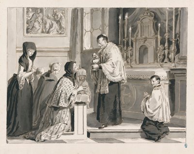 Heilige Kommunion oder Die Eucharistie aus Die sieben Sakramente von Pietro Antonio Novelli