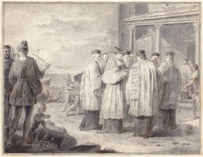 Paulinus, Kardinal und Patriarch von Aquileia, verlegt seinen Sitz nach Grado von Pietro Antonio Novelli