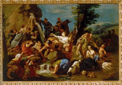 Moses schlägt den Felsen in der Wüste, zweite Hälfte des 17. Jahrhunderts von Pietro Dandini