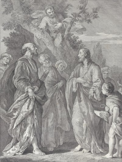 Bekehrung des Zachäus, mit Christus rechts, der den Zöllner anspricht von Pietro Monaco